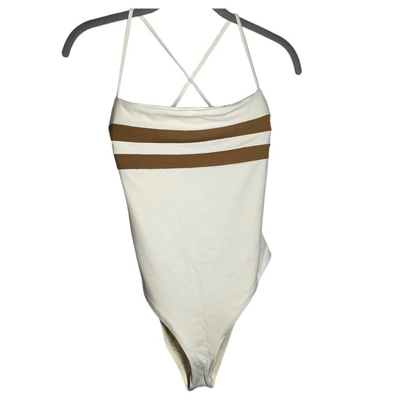 L Space High Impact One Piece Bitsy Cut Swimsuit Cream Tan Sz 12 XL NWT - Picture 3 of 12